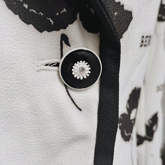 ICEBERG Black & White Floral Logo Blazer Jacket | Statement Print | Size - Picture 4 of 4